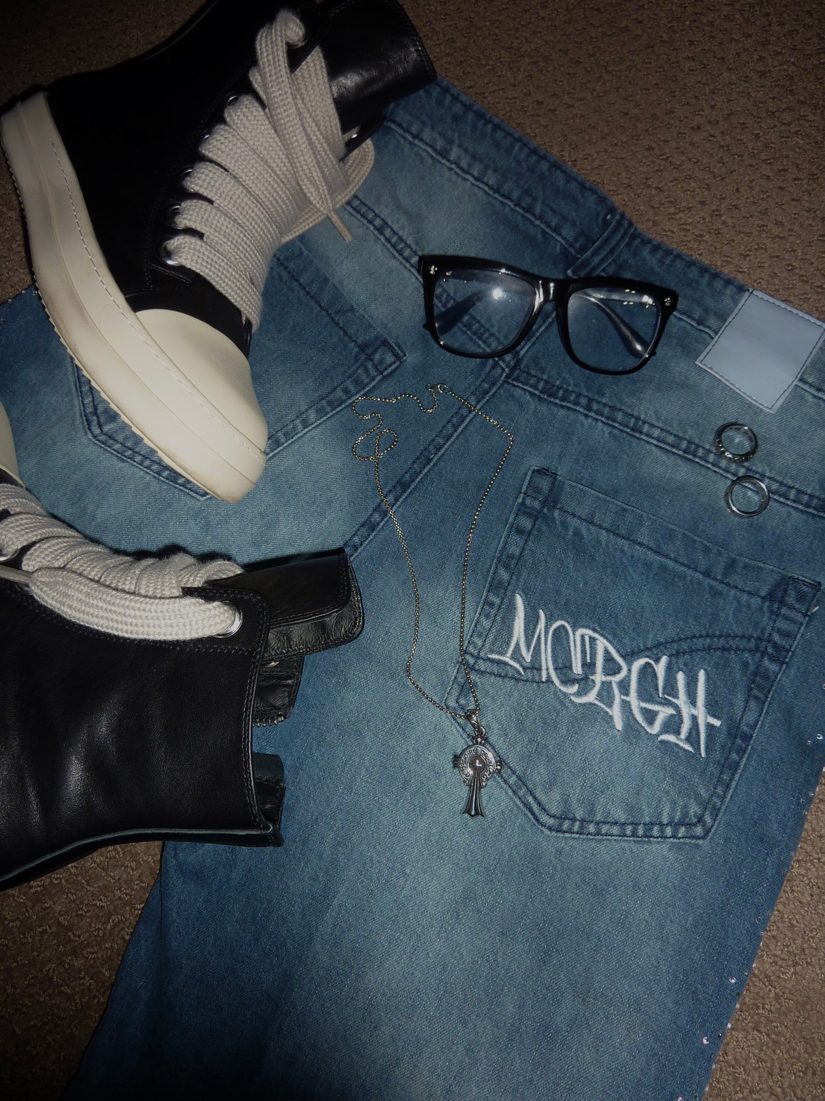 “MCRGH” Rhinestone Jorts